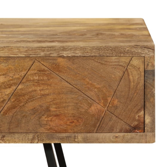 Γραφείο Μελέτης VidaXL από Μασίφ Ξύλο Μάνγκο 110x50cm - Φυσικό/Μαύρο image 7