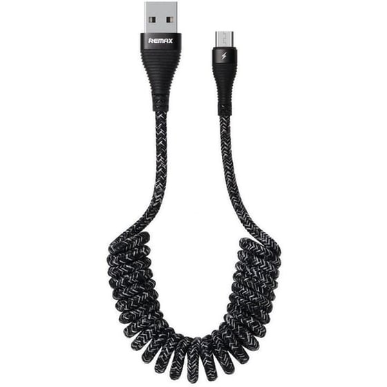 Remax Super Spring Data Cable With Nylon Wire USB - Micro USB 1.2m 2.1A - Μαύρο image 0