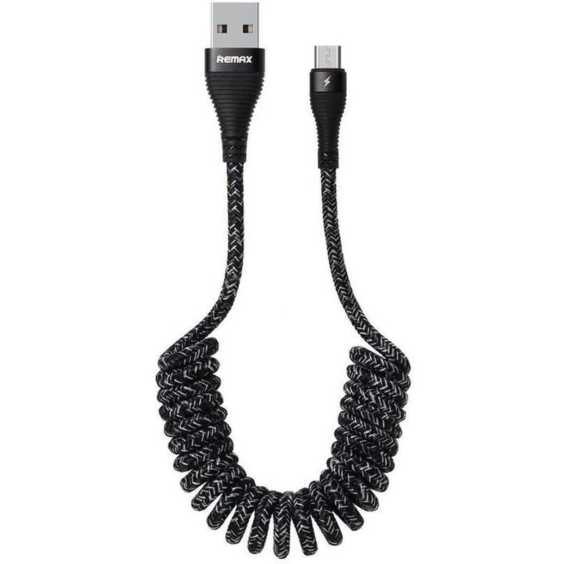 REMAX Remax Super Spring Data Cable With Nylon Wire USB - Micro USB 1.2m 2.1A - Μαύρο