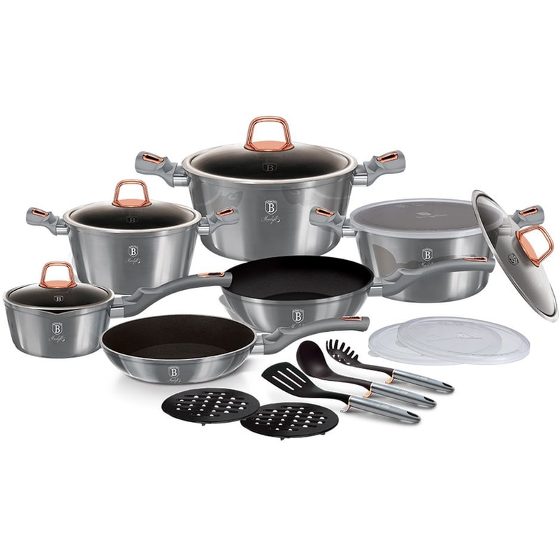 BERLINGER HAUS Σετ Μαγειρικά Σκεύη BERLINGER HAUS BH-7037 18 τμχ Ασημί