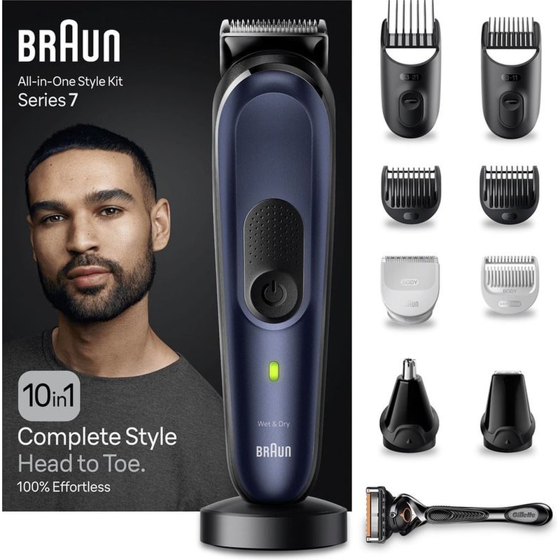Ξυριστική Μηχανή Σώματος BRAUN MGK7410 All-in-one Style Multigroomingkit Μπλε