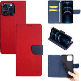 Θήκη Apple iPhone 15 Pro Max - Sonique Trend Book - Κόκκινο/Σκούρο Μπλε
