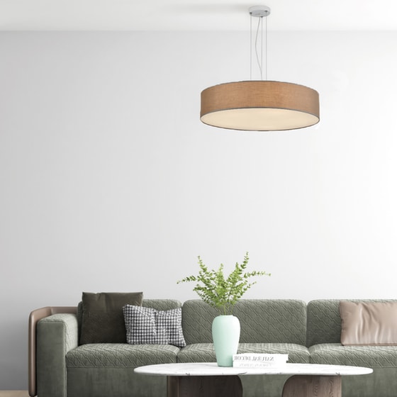 Φωτιστικό Οροφής Homelighting Cozy E27 Υφασμάτινο 50x15cm - Καφέ image 1