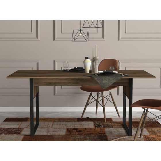 Τραπέζι 24Mall Firma από Μοριοσανίδα/Μέταλλο 180x91x77.6 cm - Καρυδί image 4