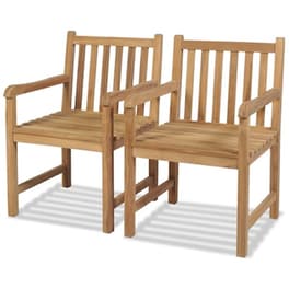Καρέκλες Κήπου Vidaxl από Μασίφ Ξύλο Teak 2 Τεμ. 58x60x90cm - Καφέ