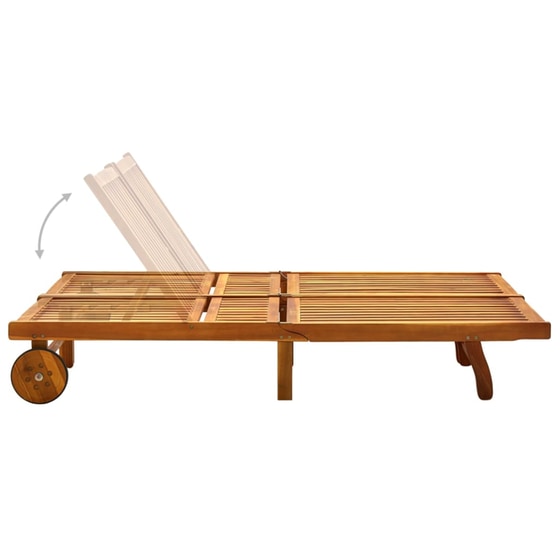 Ξαπλώστρα VidaXL από Μασίφ Ξύλο Ακακίας 200x118/123x30-85 cm - Μπορντώ/ Καφέ image 1