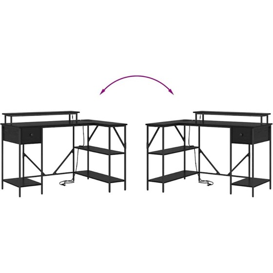 Γραφείο VidaXL από Επεξεργασμένο Ξύλο 120x79x86,5 cm - Μαύρη Οξιά image 10