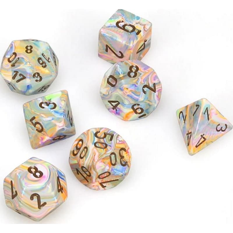 CHESSEX Σετ Ζάρια Festive 7-die Set Virbrant /Brown Chessex