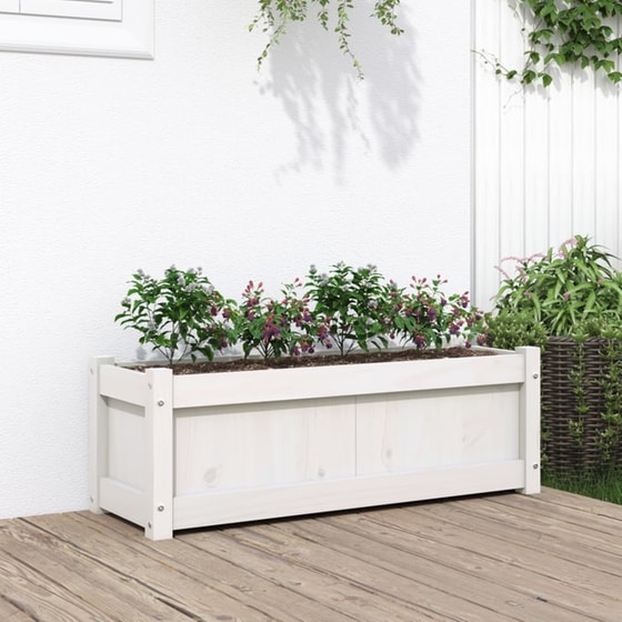 Ζαρντινιέρα VidaXL από Μασίφ Ξύλο Πεύκου 90x31cm - Λευκό image 1