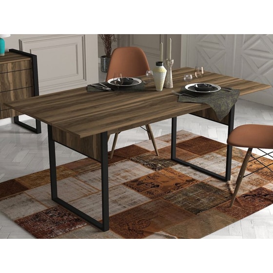 Τραπέζι 24Mall Firma από Μοριοσανίδα/Μέταλλο 180x91x77.6 cm - Καρυδί image 3