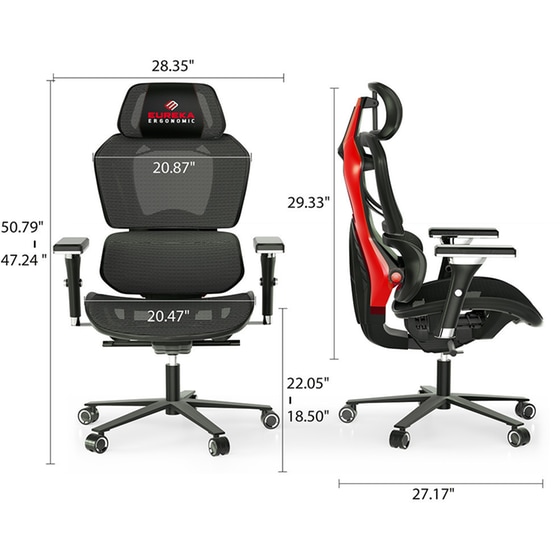 Καρέκλα Gaming Eureka Ergonomic Hybrid Typhon ERK-GC05-R από Ύφασμα - Μαύρη/Κόκκινη image 1