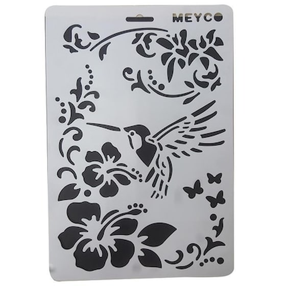 Στένσιλ Απο Πολυπροπυλένιο Α4 Άνθη-πουλί image 0