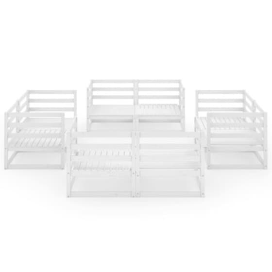 Σετ Σαλόνι Κήπου Vidaxl από Μασίφ Ξύλο Πεύκου με Μαξιλάρια 8 Τμχ - Λευκό image 3