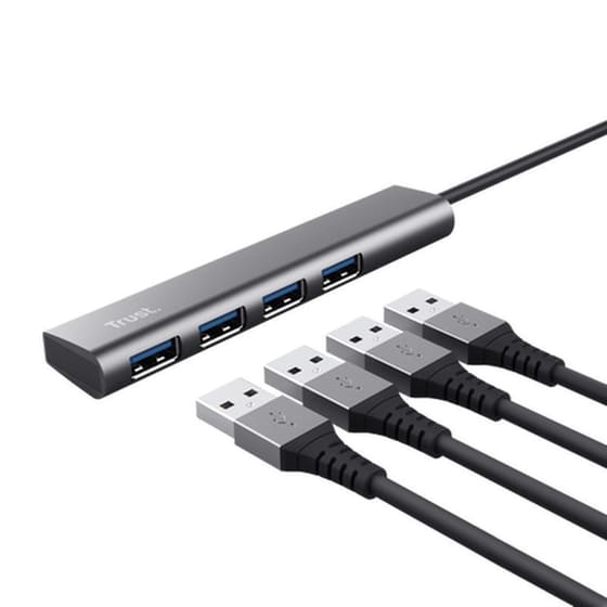 USB Hub Trust Halyx 24947 USB 3.2 Type-A με 4 θύρες - Ασημί image 1
