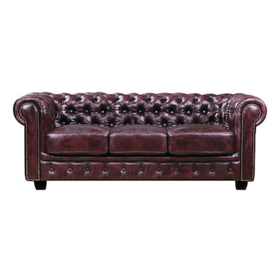 Τριθέσιος Καναπές Woodwell Chesterfield-689 Ε9574.34 201x92cm - Βυσσινί image 0