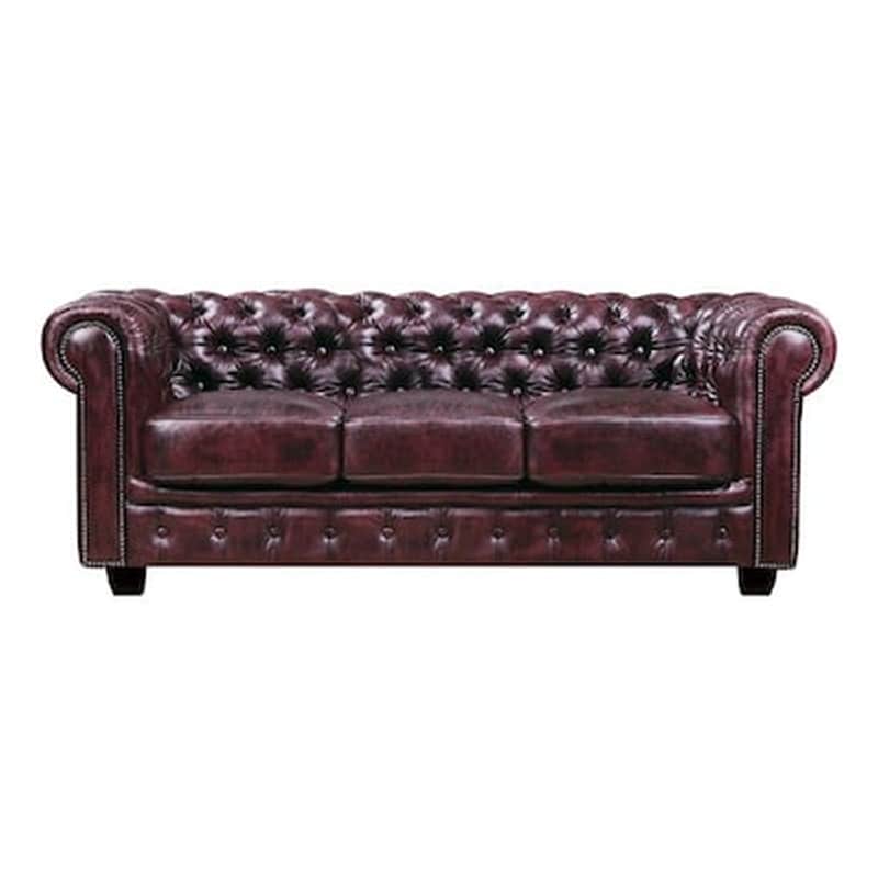 WOODWELL Τριθέσιος Καναπές Woodwell Chesterfield-689 Ε9574.34 201x92cm - Βυσσινί