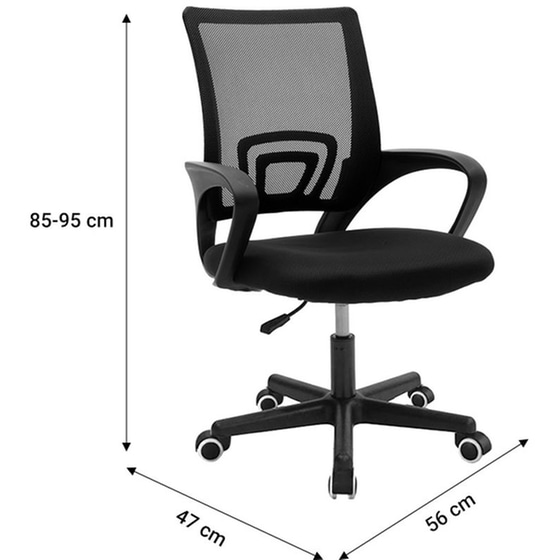 Καρέκλα Γραφείου Εργασίας Berto I Pakoworld Ύφασμα Mesh Μπλε-μαύρο 56x47x81-91εκ – 274-000003 image 3