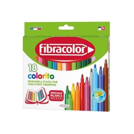 Μαρκαδόροι Fibracolor Λεπτοί 18 Τεμάχια