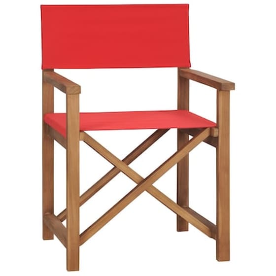 Καρέκλα Σκηνοθέτη Vidaxl από Μασίφ Ξύλο Teak 57.5x54.5x85cm - Κόκκινη image 1