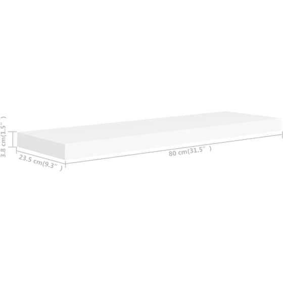 Ράφια Τοίχου VidaXL από Κυψελωτό MDF 80x23.5 cm 4 Τμχ - Λευκό image 7