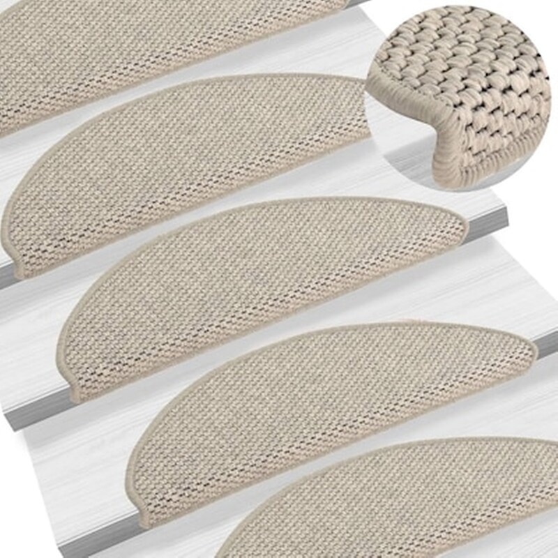 Vidaxl Πατάκια Σκάλας Αυτοκόλ. 15 Τεμ. Όψη Σιζάλ Χρώμα Taupe 65x25 Εκ. VIDAXL