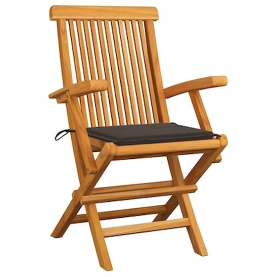 Vidaxl Καρέκλες Κήπου 8 Τεμ. Από Μασίφ Ξύλο Teak Με Taupe Μαξιλάρια image 2
