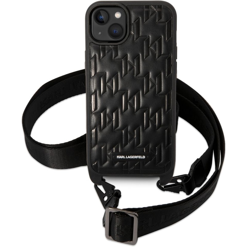 KARL LAGERFELD Θήκη Apple iPhone 14 Plus - Karl Lagerfeld Monogram Plaque Logo PU Leather Case - Black