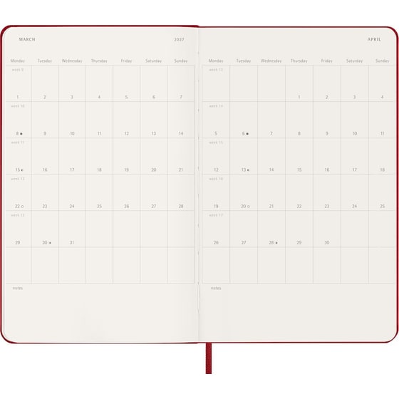 Ημερολόγιο Εβδομαδιαίο 2027 Moleskine 18Μ L Hardcover Κόκκινο image 3