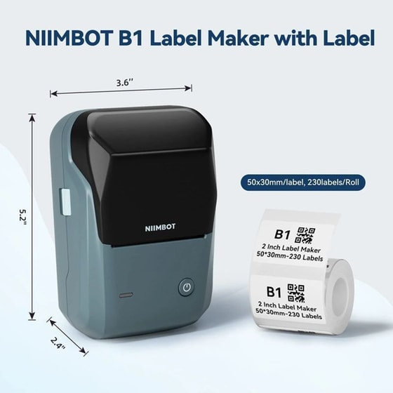 NIIMBOT B1 Έχρωμος Εκτυπωτής Thermal Ετικετών με Bluetooth - Μπλε image 1