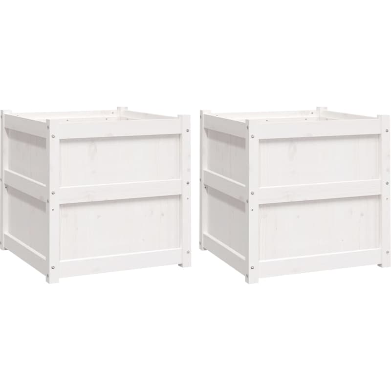 VIDAXL Ζαρντινιέρες VidaXL από Μασίφ Ξύλο Πεύκου 2Τμχ - Λευκό