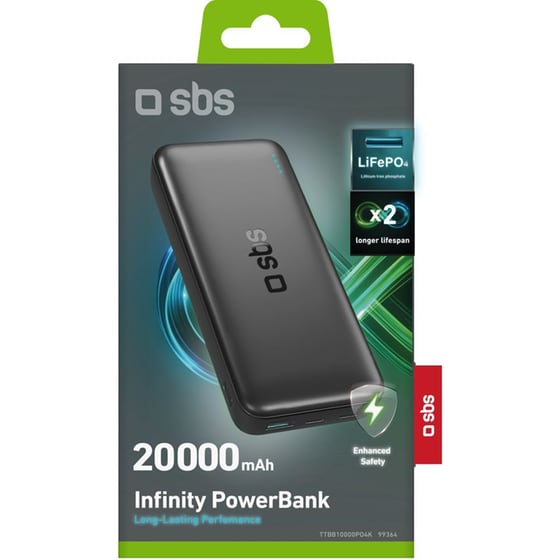 Powerbank SBS Infinity 20.000mAh- Μαύρο image 1