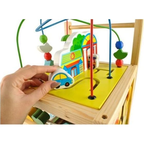 Εκπαιδευτική Περπατούρα Aria Trade Κύβος Δραστηριοτήτων Με Παζλ, Ρολόι & Άβακα Ξύλινη Για Μωρά 12+ Μηνών - 33x34x45.5-48 cm, Κιτρινό image 6