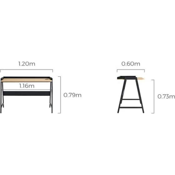 Γραφείο Nextdeco 33210 από MDF 120x60x75cm - Φυσικό/ Μαύρο image 6
