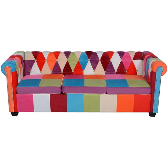Τριθέσιος Καναπές VidaXL Chesterfield 200.5x76cm - Πολύχρωμο image 1