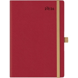 Ημερολόγιο Ημερήσιο 2026 Θεοφύλακτος 12M Saffiano Plus Κόκκινο