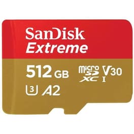 Sandisk Extreme microSDXC 512GB Class 10 U3 V30 A2 UHS-I με αντάπτορα