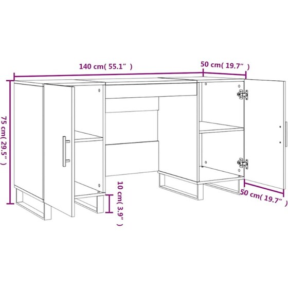 Γραφείο VidaXL από Επεξεργασμένο Ξύλο 140x50x75 cm - Γκρι Sonoma image 8