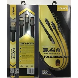 Σετ Καλωδίων Ldnio LC93 Fast Data 3in1 micro USB/Lightning/Usb-C 2.1A 1.2m - Black