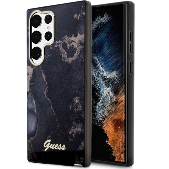 Θήκη Samsung Galaxy S23 Ultra S918 - Guess 4g Logo Collection Hardcase Golden Marble Collection - Μαύρο image 2
