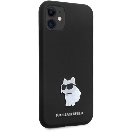 Θήκη Apple iPhone 11 - Karl Lagerfeld Choupette Metal Pin Hard Case - Black image 3