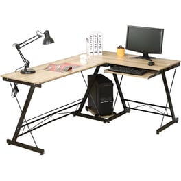 Γραφείο Γωνιακό Woodwell από Μοριοσανίδα 120x48cm - Μπεζ/Μαύρο