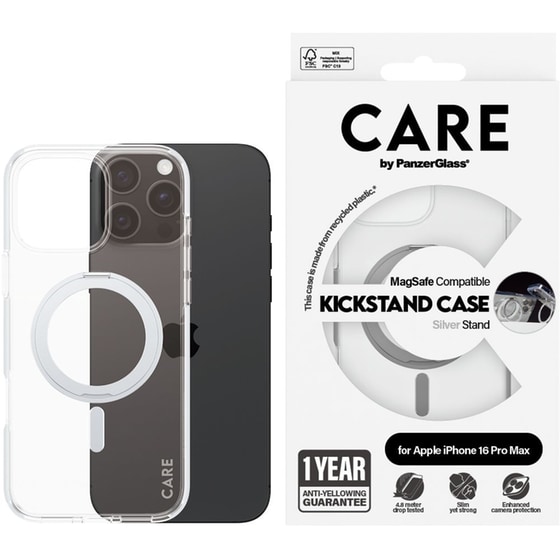 Θήκη Apple iPhone 16 Pro Max - PanzerGlass MagSafe Kickstand Case - Transparent with Black Stand image 1