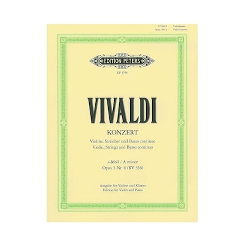 EDITION PETERS Edition Peters Vivaldi - Concerto In A Minor, Op. 3 No. 6 (rv 356) Βιβλίο Για Πιάνο Και Βιολί