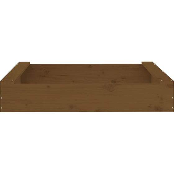 VidaXL Αμμοδόχος με Καθίσματα Τετράγωνη 111x111x20cm Ξύλινη - Καφέ μελί image 3