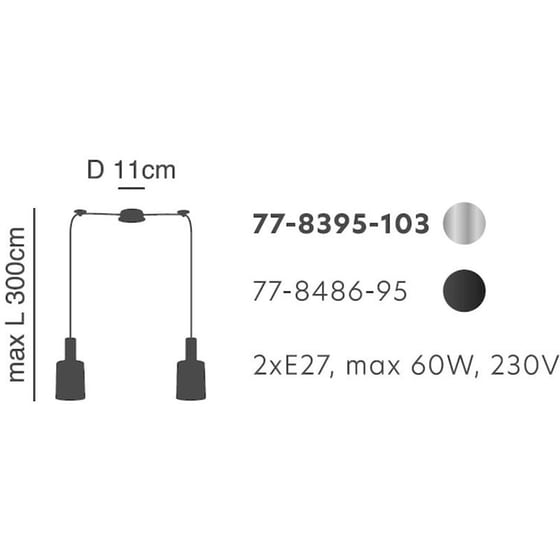 Φωτιστικό Οροφής Δίφωτο Homelighting 77-8486 Γυάλινο/Μεταλλικό - Μαύρο/Γκρι image 1