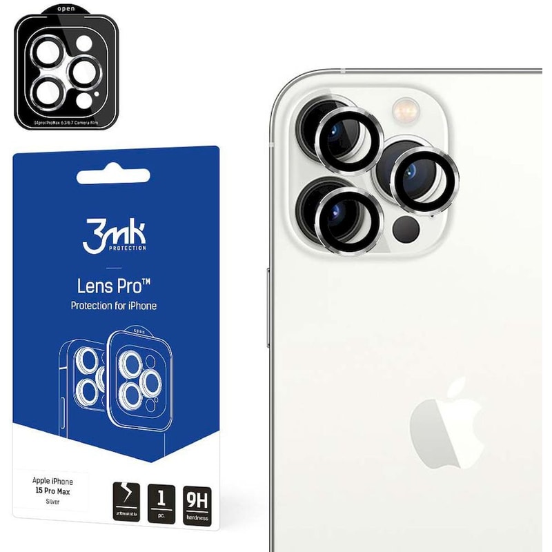 Προστατευτικό καμερών Apple iPhone 15 Pro Max Silver - 3mk Lens Protection Pro