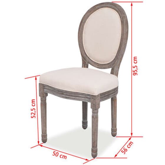 Καρέκλες Τραπεζαρίας Vidaxl Υφασμάτινες 4 Τμχ - Κρεμ image 5