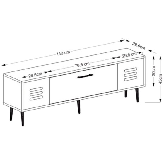 Έπιπλο Τηλεόρασης 24Mall Delta από Μοριοσανίδα 140x29.6x45 cm - Ανθρακί/Χρυσό image 4