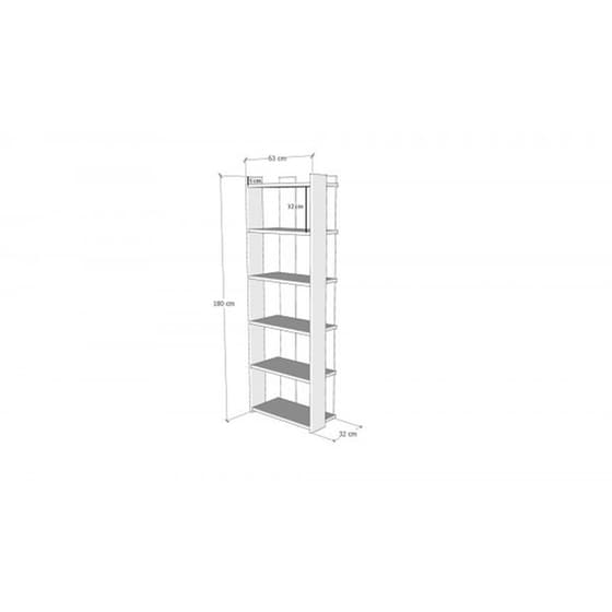 Βιβλιοθήκη 24Mall Sakr από Μοριοσανίδα 63x32x180 cm - Ανθρακί/Κίτρινο image 2