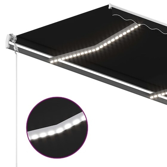 Vidaxl Τέντα Συρόμενη Χειροκίνητη Με Led Ανθρακί 450 X 350 Εκ. image 5